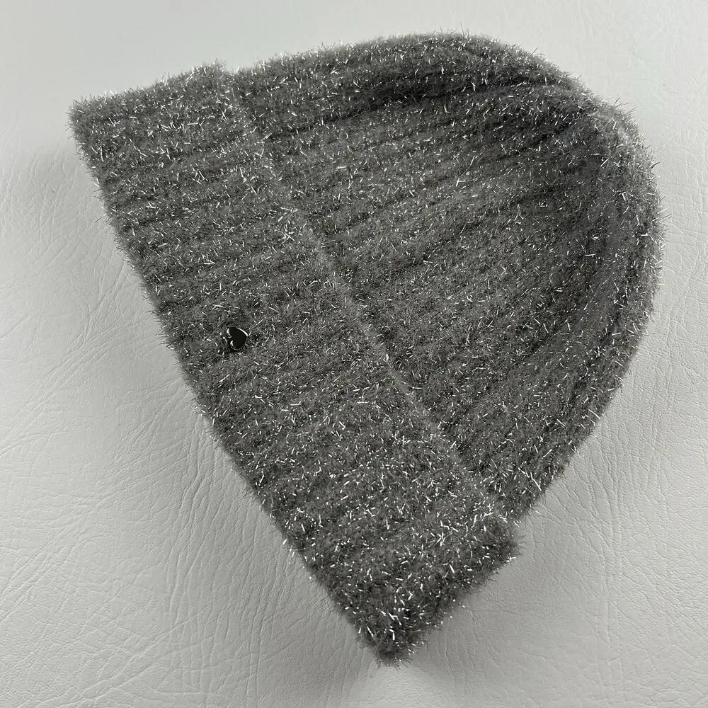 Kate Spade New York Women’s Gray Metallic Sparkle Beanie Scarf Set One Size